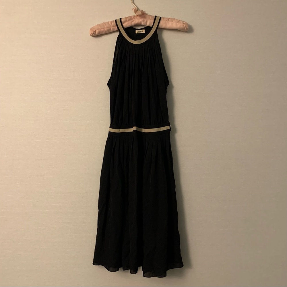 L'AGENCE Black and Cream Midi Dress